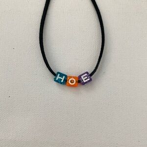 Rainbow square bead colorful choker ‘h0e’ faux suede black ddlg / 3 for $15